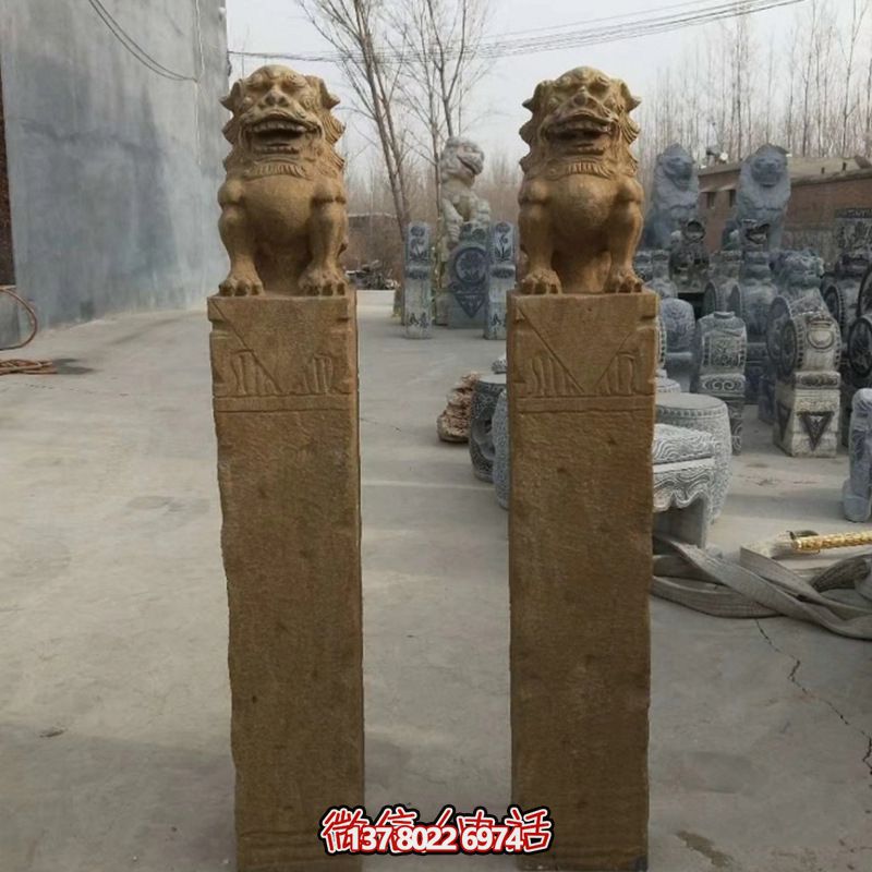 砂巖拴馬柱擺件，為你的寺廟門口增添優(yōu)雅氣息