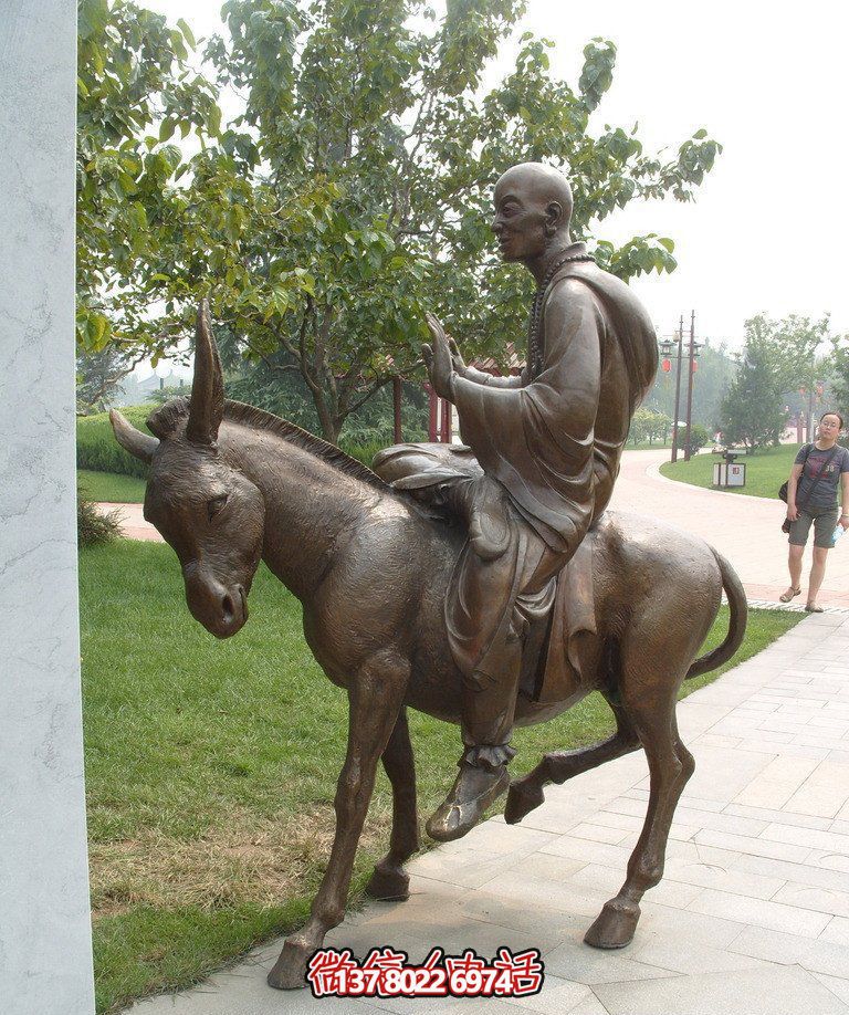 銅雕塑和尚著毛驢騎,精美雕塑,祥和園林 銅雕塑和尚著毛驢騎,精美雕塑,祥和園林