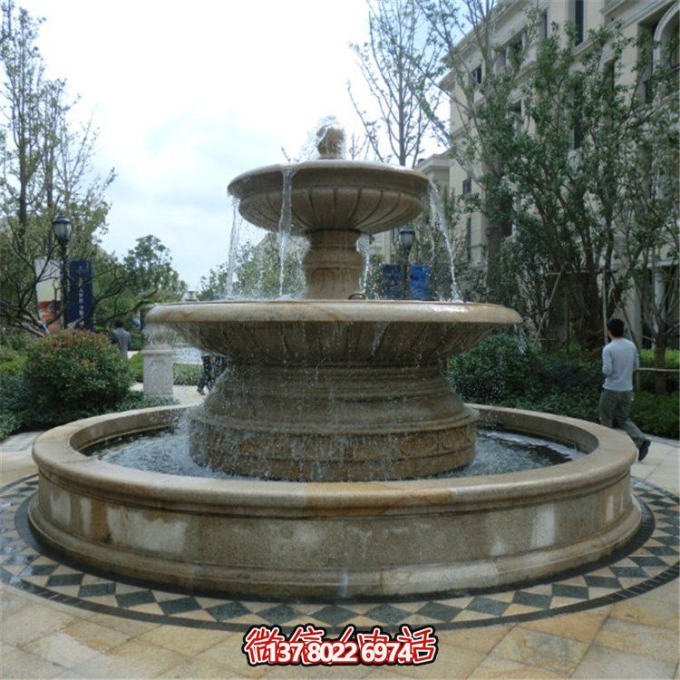 歐式雙層大理石流水噴泉，為小區(qū)增添高貴氣質(zhì)