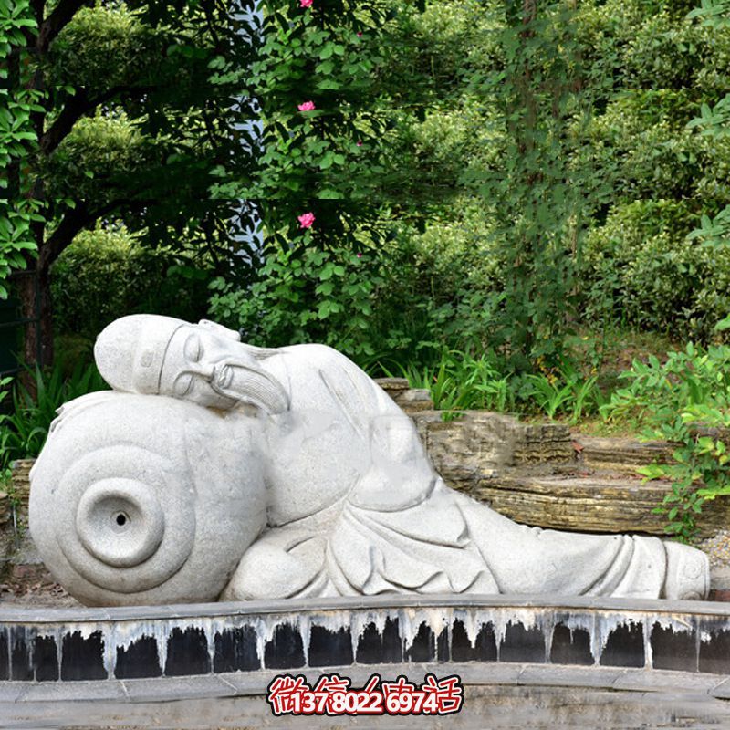 唐代名家李白醉酒砂巖石雕景觀 唐代名家李白醉酒砂巖石雕景觀