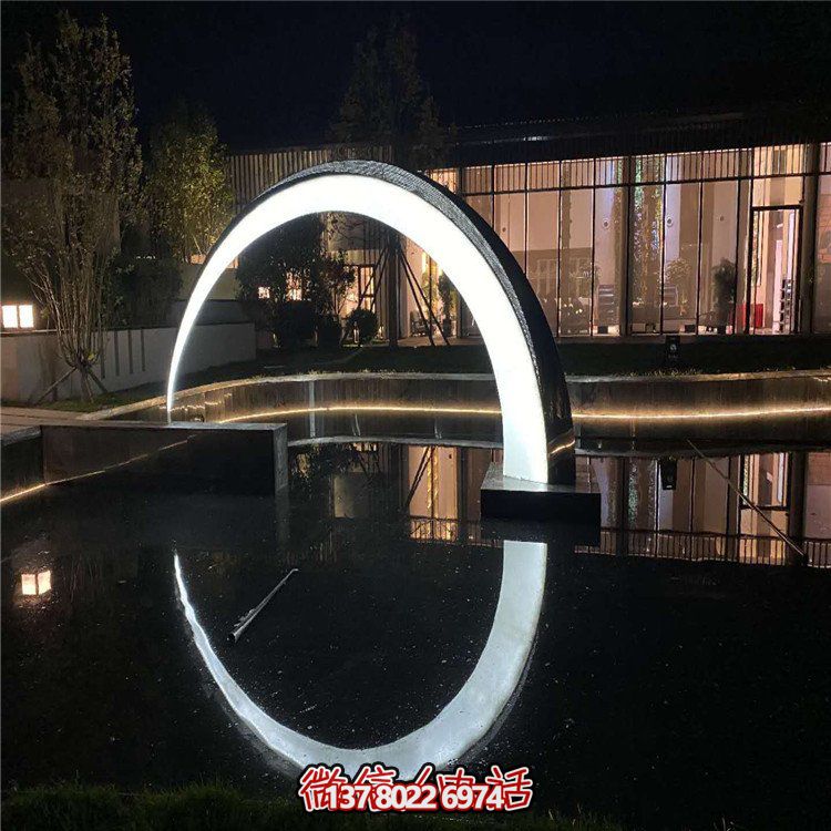 不銹鋼發光圓環雕塑，點亮戶外園林景觀