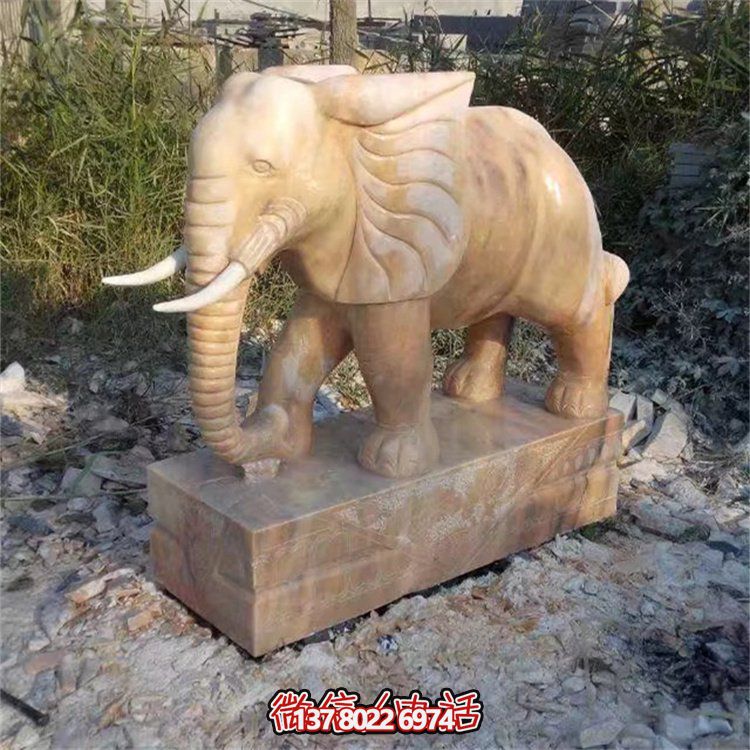自然石材雕塑，吉祥大象守護(hù)家門(mén)
