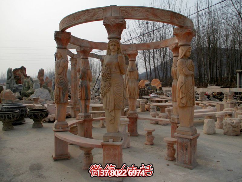 歐式涼亭,圓形露天人物石柱擺放城市廣場裝飾 歐式涼亭,圓形露天人物石柱擺放城市廣場裝飾