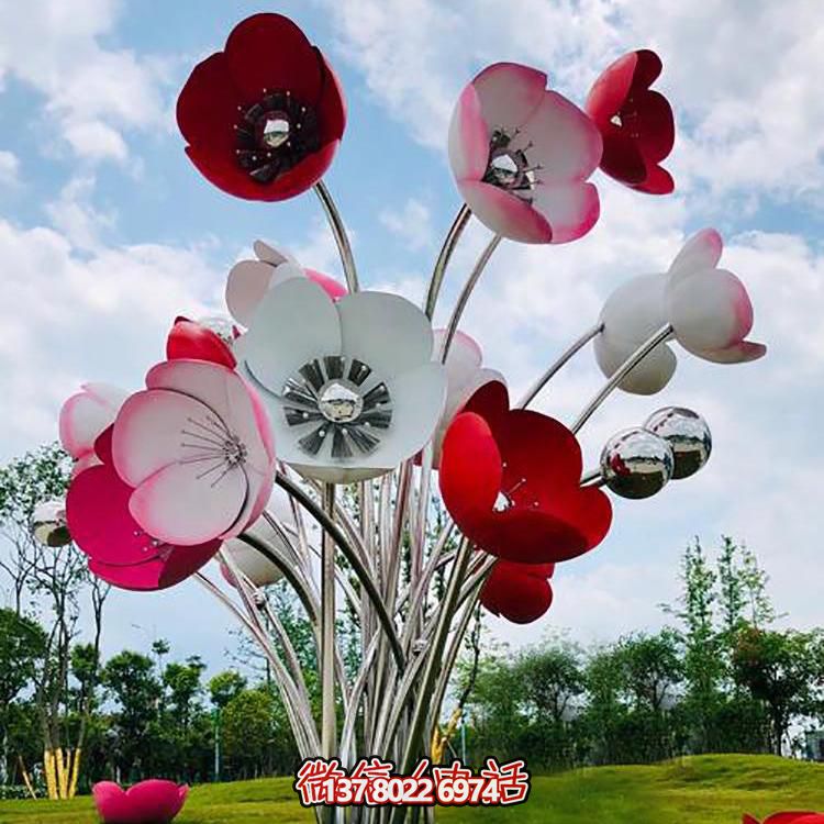 不銹鋼彩繪大型花朵雕塑,為景區廣場增添色彩 不銹鋼彩繪大型花朵雕塑,為景區廣場增添色彩