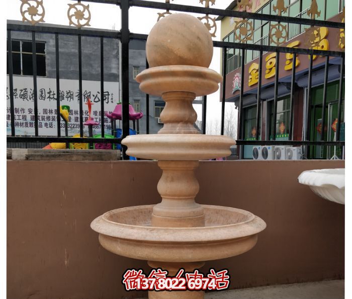 自然之美，多層風水球石雕晚霞紅別墅
