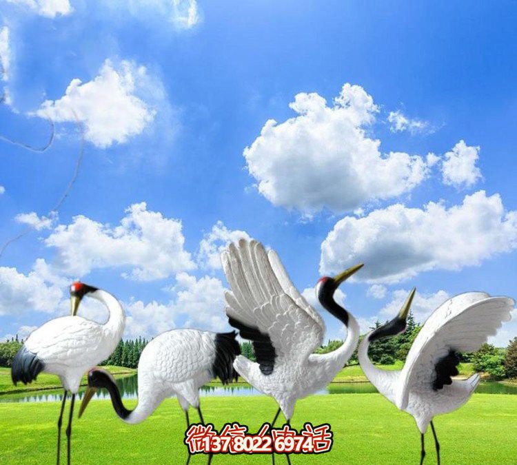 仙鶴彩繪玻璃雕塑，一次欣賞美麗風景
