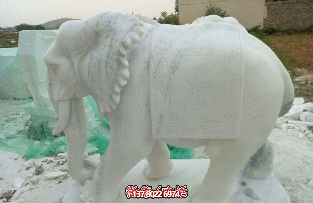 經(jīng)典漢白玉大象雕塑，戶外空間創(chuàng)意裝飾