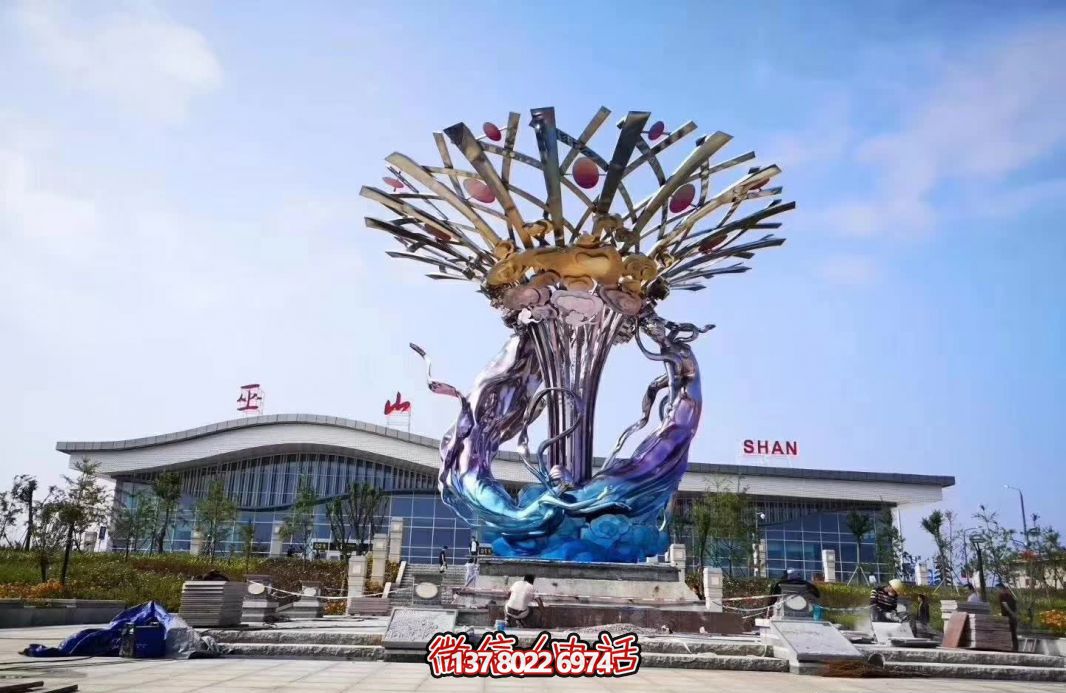 玻璃鋼美人魚雕塑，給廣場帶來彩繪跳舞美景