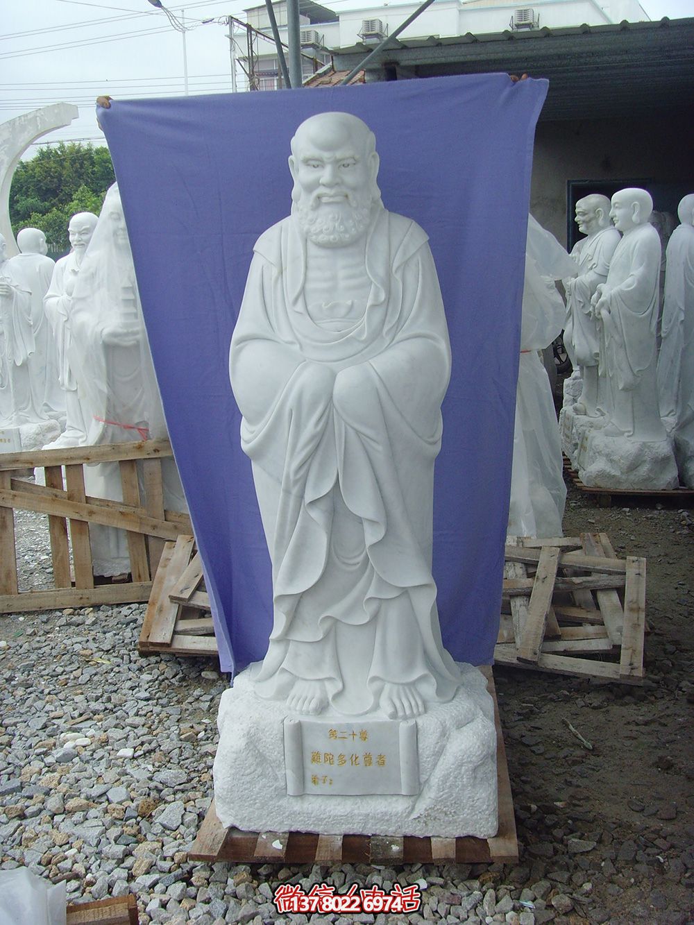 漢白玉制石雕十八羅漢雕塑，藝術擺件裝點廟宇