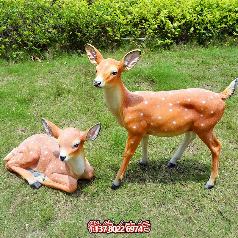 公園草坪創意玻璃鋼彩繪仿真動物鹿雕塑 公園草坪創意玻璃鋼彩繪仿真動物鹿雕塑