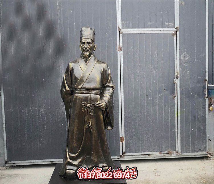 廣場擺放行醫李時珍人物漆金玻璃鋼雕塑 廣場擺放行醫李時珍人物漆金玻璃鋼雕塑