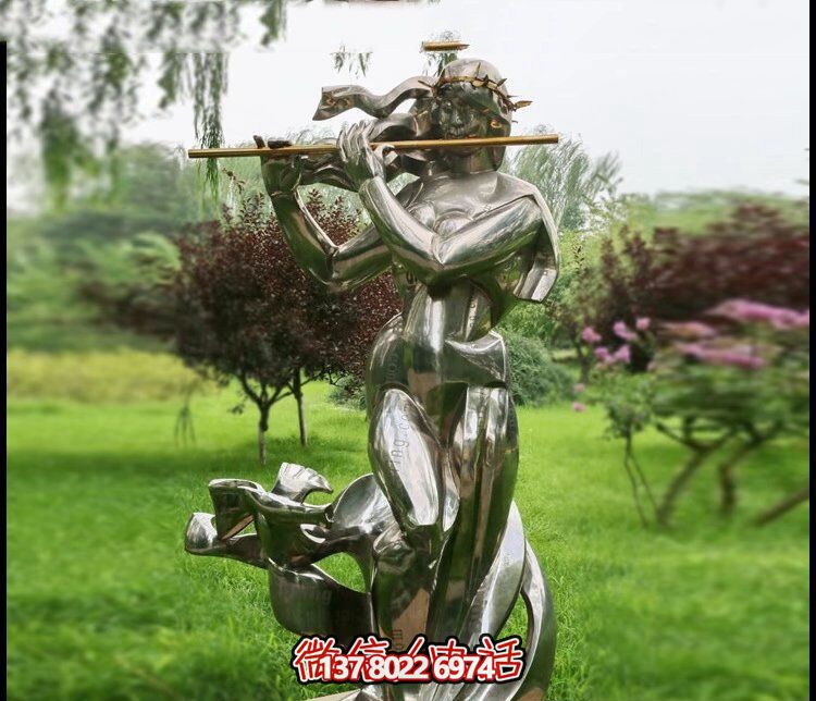 戶(hù)外不銹鋼草坪創(chuàng)意吹笛子的女孩公園吹奏雕塑 戶(hù)外不銹鋼草坪創(chuàng)意吹笛子的女孩公園吹奏雕塑