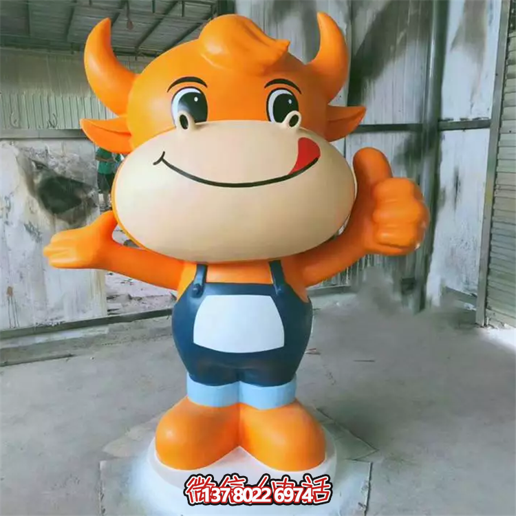 卡通牛犢子，玻璃鋼卡通動(dòng)物系列美陳擺件
