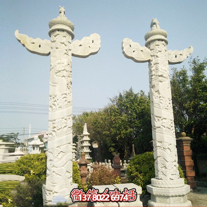 城市廣場擺放漢白玉華表石雕塑 城市廣場擺放漢白玉華表石雕塑
